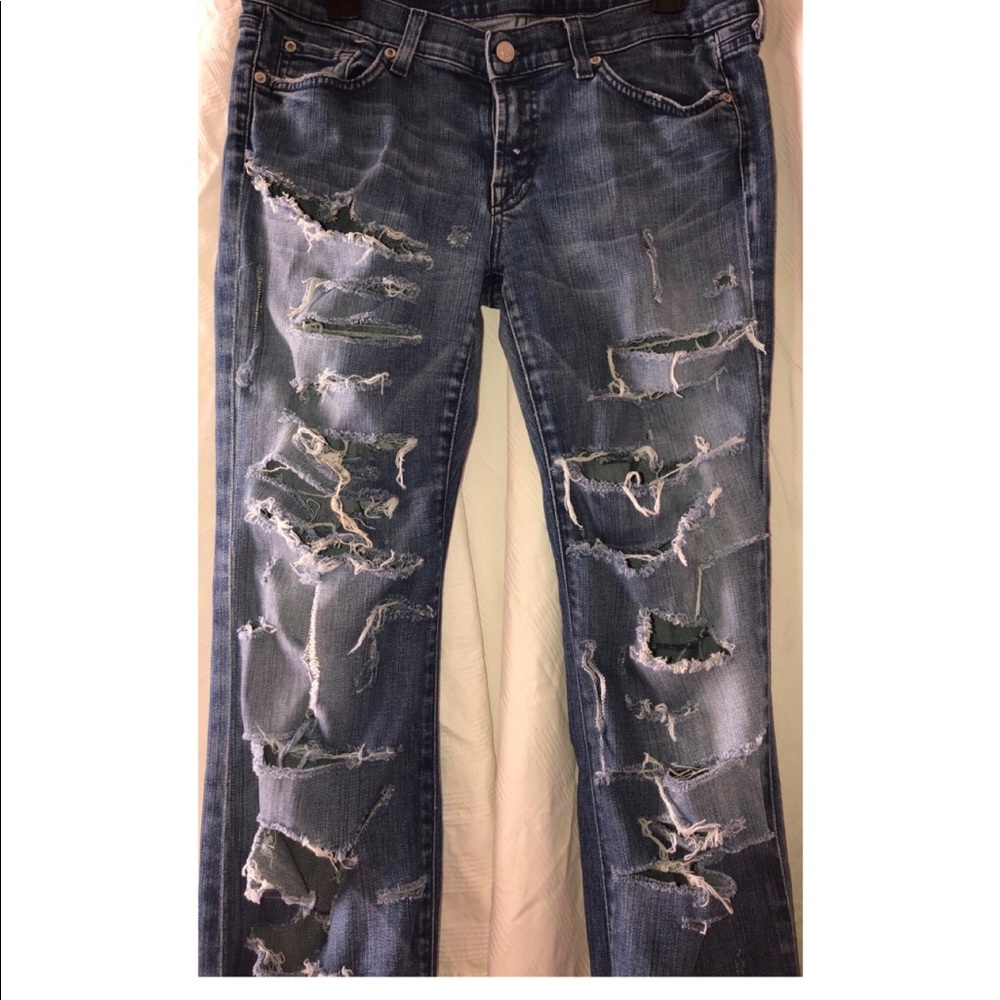 7 for All Mankind Distressed Denim Jeans, Size 32 - Picture 6 of 9